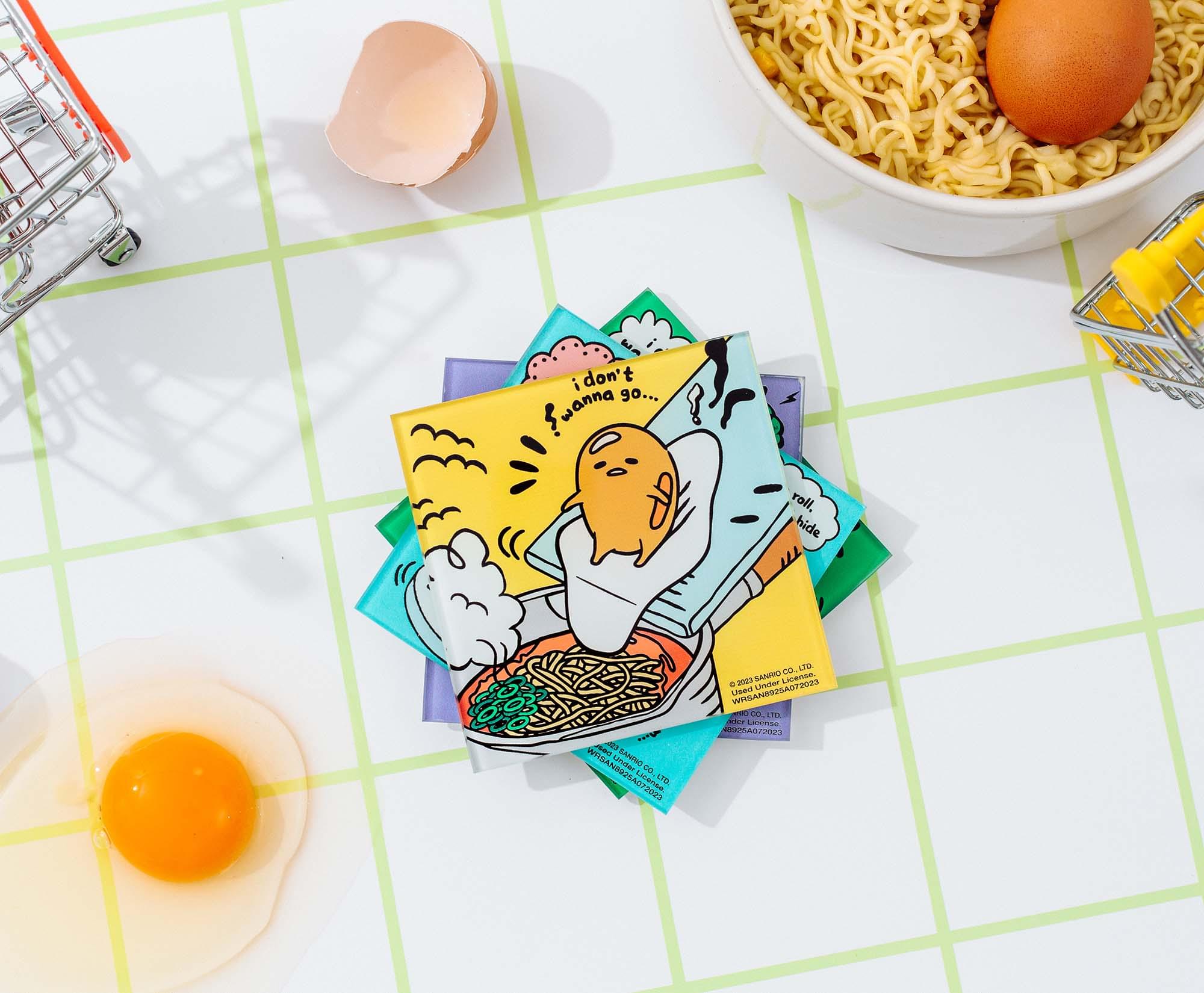 Sanrio Gudetama Glass Coasters - 4-Piece Set